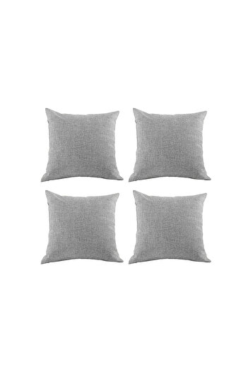 In House 4 Pieces Linen Decorative Cushion Set Solid Design - 45x45 cm