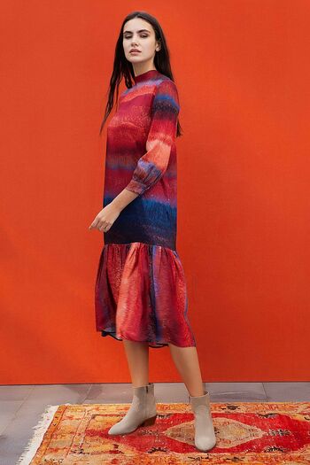 Akel Women's Burgundy Indigo Dress 152.00.60.02.02.149.03 VIENNA DRESS