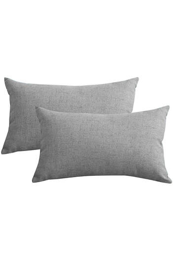 In House 2 Pieces Linen Decorative Cushion Set Solid Design - 50x30 cm