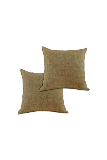 In House 2 Pieces Linen Decorative Cushion Set Solid Design - 45x45 cm