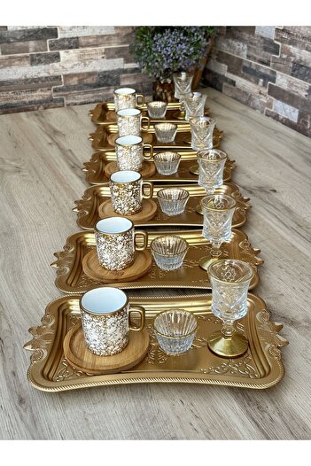 Hediye Köşkü 30 parça Bambu Tabaklı Kahve Sunum Seti