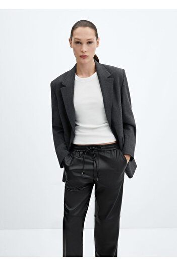 MANGO Woman Women's Black Trousers -67290467