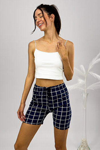 Betimoda 100% Cotton Women's High Waist Four Seasons Shorts Pajamas White Striped