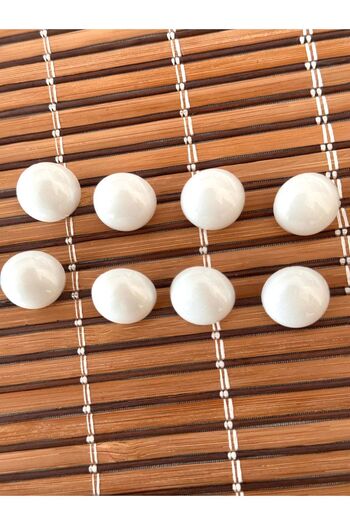 ODDA TASARIM ATÖLYESİ 28 Size Plastic Pearl Button Set - White Pearlescent, Half Ball Model, Bottom Feet