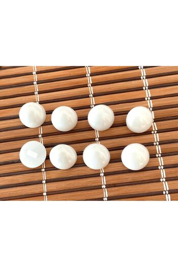 ODDA TASARIM ATÖLYESİ 28 Size Plastic Pearl Button Set - White Pearlescent, Half Ball Model, Bottom Feet