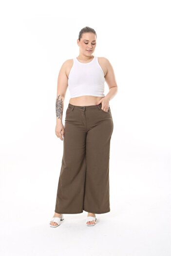 SERRA BÜYÜK BEDEN Wide Leg Gabardine Trousers