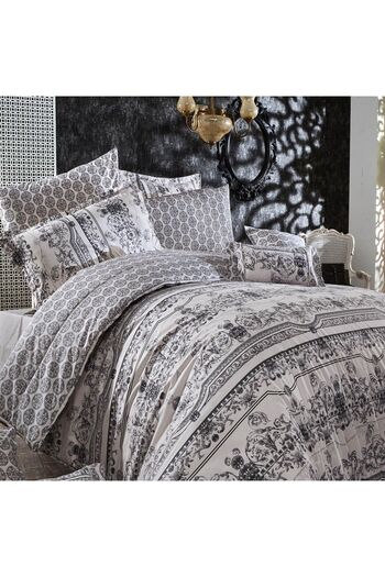 In House landor | 8 Pieces Ranforce Cotton Comforter Set from In House - King - 260x240 cm - White & Grey