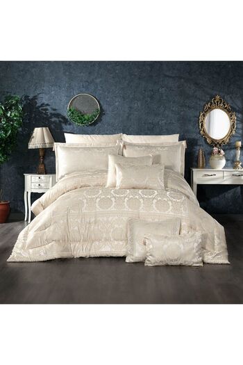 In House Fano | 10 Pieces Copland Comforter Set - King - 260x240 cm - 402 - Light Beige
