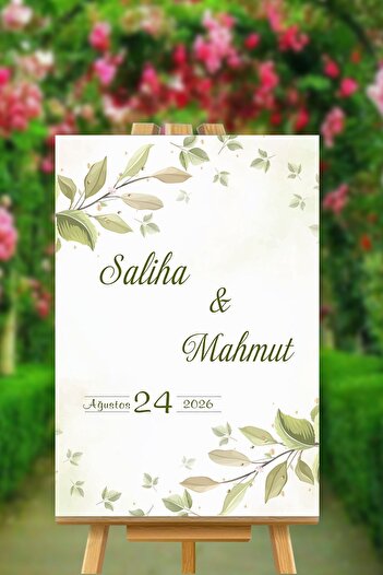 Yogi Tasarım MDF Leaf Patterned Wedding Welcome Panel