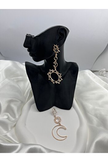 Yıldız Accessory Moon and Sun Dangle Earrings For 8cm