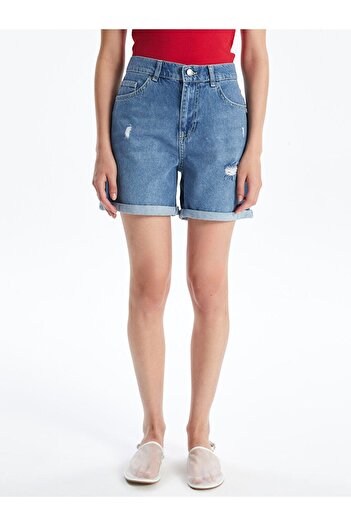 LC Waikiki Pantaloni scurti de damă Boyfriend Fit cu detaliu rupt