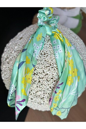 Queen Nelly Water Green Trend Fashion - Κρεμαστό κόσμημα με σατέν ελαστικό μοτίβο λουλουδιών, σάλι και κασκόλ
