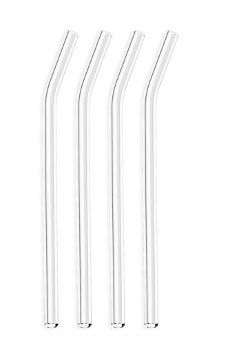 HERGÜNUYGUN 6 Pieces Transparent Glass Curved Straw