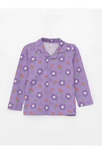 LC Waikiki Gömlek Yaka Uzun Kollu Baskılı Kız Bebek Pijama Takımı