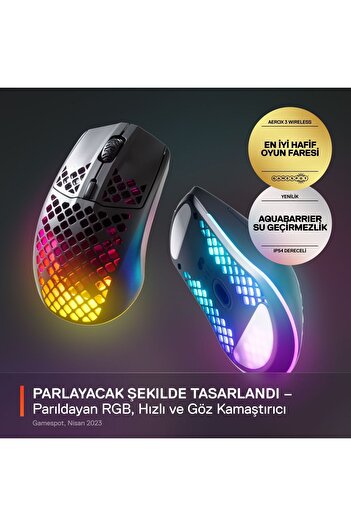 SteelSeries Aerox 3 Wireless Onyx Kablosuz Gaming Mouse - Siyah