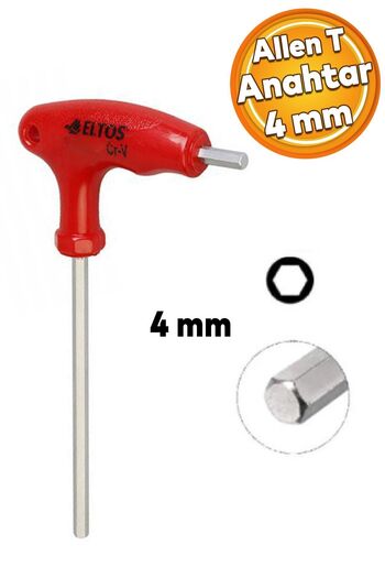 Badem10 Eltos Allen Allen 2 Prongs t Type Wrench Hex Angle Nut Screw Tightening Disassembly 4 mm Eta04