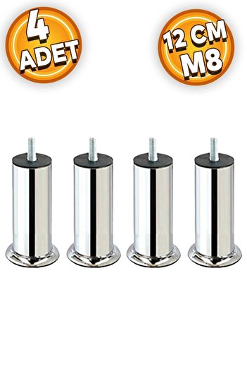 Badem10 Furniture - Sofa, Sofa, Base, Bed Sofa Bed Heightening Leg M8, 12 Cm Chrome Metal Legs 4 Pieces