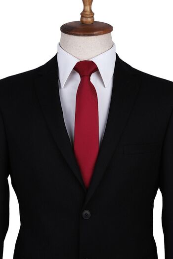 Kravatkolik Koyu Kırmızı Nokta Desen Slim Kravat Sk7588