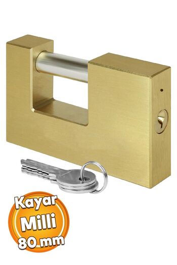 Badem10 80 mm 3 Keyed Metal Shutter Workplace Door - Flat Steel Sliding Shaft Padlock Door Safety