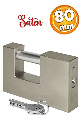 Badem10 80 mm 3-Key Metal - Shutter Workplace Door, Sliding Shaft Satin Padlock, Safety Lock Flat