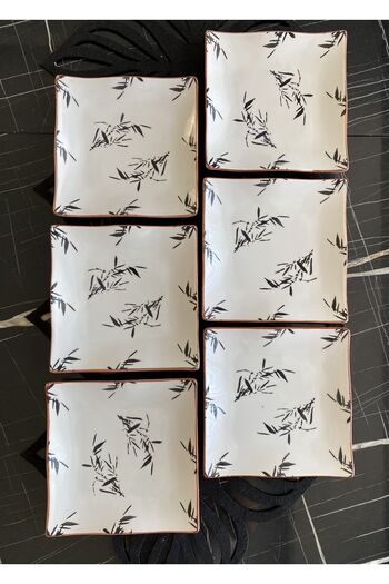 Areyma 6 Pieces 18 Cm Square Serving Plate with Olives