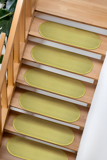 Stepmat 10-Piece Beige Sahara Yellow Capsule Curl - Step and Stair Mat from Carpet
