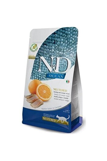 N&D Nd Ocean Ringa Balıklı Ve Portakallı Kısırlaştırılmış Kedi Maması 1,5 Kg