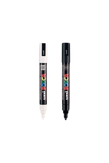 Uni Posca Marker Pen PC-5m (1.8-2.5mm) Set of 2 Black and White