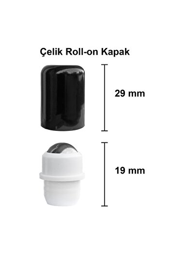 Afracam 50 ml Amber Çelik Roll On Şişesi 50 Cc Sızdırmaz Siyah Kapaklı Kahverengi Cam Şişe 6 Adet