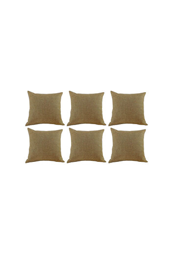 In House 6 Pieces Linen Decorative Cushion Set Solid Design - 45x45 cm