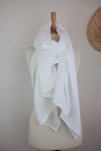 LeBohas White Muslin Shawl