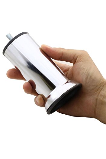 Badem10 Mobilya Baza Koltuk Yatak Çekyat Kanepe Yükseltme Ayağı Ince Diş M8 Krom Metal Ayakları 15 Cm 4 Adet