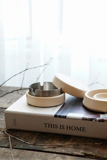 sin istanbul Beige Covered Steel Ash Tray