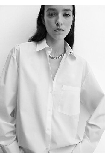 MANGO Woman Women's White Shirt -67130437