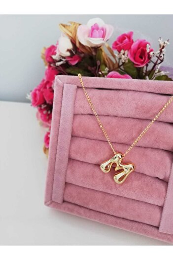 Judas Takı Balloon M Letter Necklace - Gold