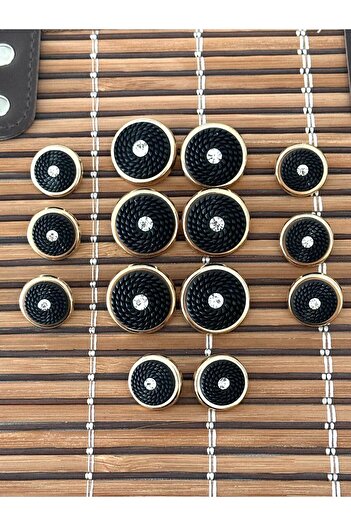ODDA TASARIM ATÖLYESİ First Quality Blazer Jacket Set with Black Crystal Stones and Gold Feet