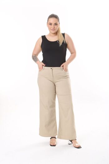 SERRA BÜYÜK BEDEN Wide Leg Gabardine Trousers