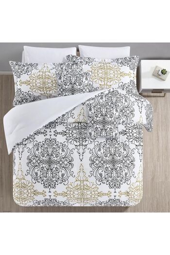 In House Dublin | 8 Pieces Comforter Set - King - 260x240 cm - Grey & Gold