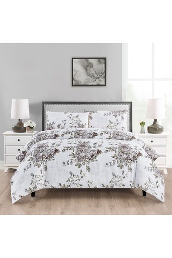 In House Hamsa | 4 Pieces Summer Comforter Set - King - 260x240 cm - Ivory & Dark Beige