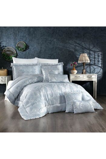 In House Vittoria | 10 Pieces Copland Comforter Set - King - 260x240 cm - 300 - Cyan