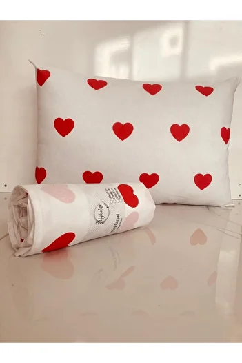 uykulife home collection Uykulife Red Heart Patterned - Double Elastic Sheet Set