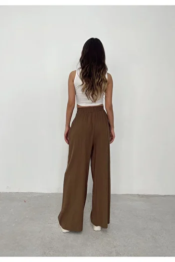 İLKCET MODA Oversize Linen Trousers - Bead Detailed