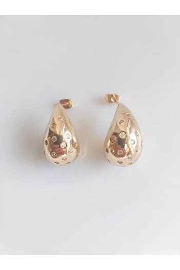 DEVİ fashion Zircon Stone Teardrop Drop Earrings 3 cm