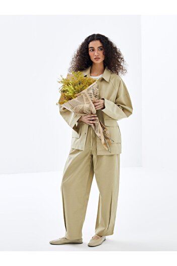 LC Waikiki Linen Blended Women's Trousers with Tie Waist