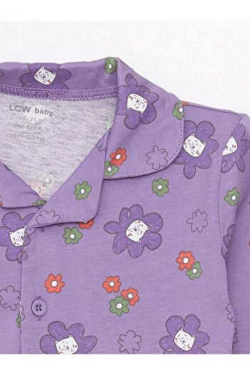 LC Waikiki Gömlek Yaka Uzun Kollu Baskılı Kız Bebek Pijama Takımı