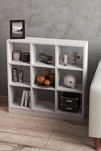 GOLDFALEZ White 9-Cube Organizer Shelf | Modern Storage Solution | Versatile Display Cabinet