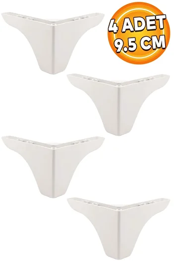 Badem10 Bellona Rose Armchair - Furniture Sofa Pouf Seat Leg, 9.5 cm White Base Legs (4 Pcs)