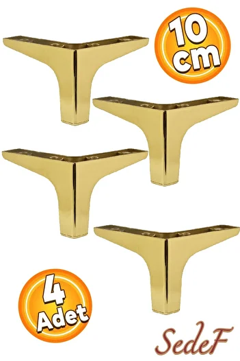 Badem10 Luxury Mother of Pearl Sofa - 10 cm Plastic Gold Tv Unit Seat Leg (4 Pcs)