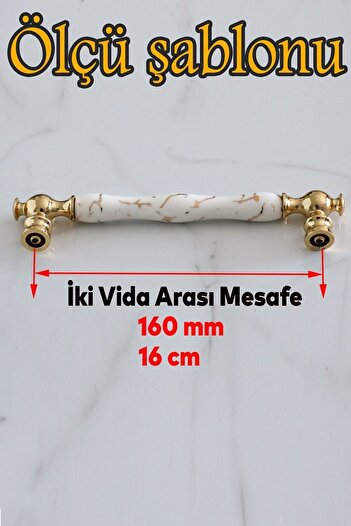 Badem10 Anavarza Real Porcelain Gold White 160 mm Furniture Kitchen Drawer Cabinet Handle Handle Handles