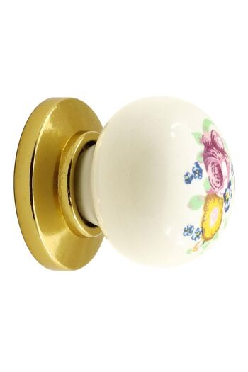 Badem10 Zerrin Porcelain Button Cabinet Lid Club and Gold Porcelain Handles Kitchen Drawer